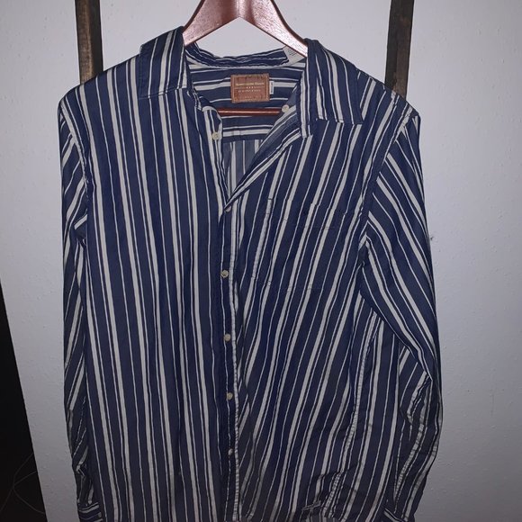 Scotch + Soda Amsterdams Blauw long sleeve button up in blue/white stripe - Picture 4 of 4